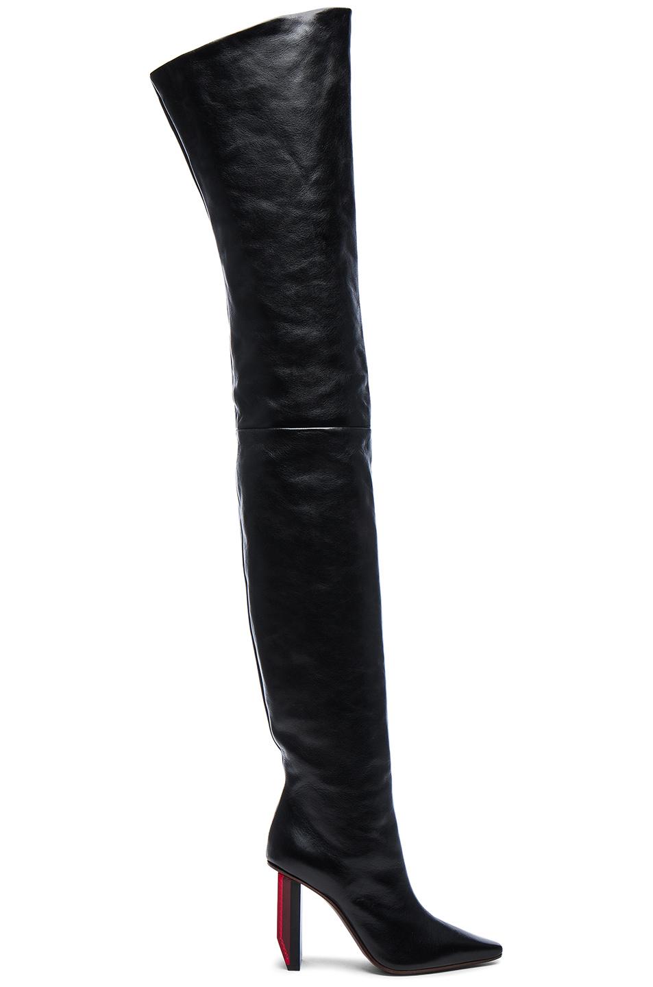 Thigh high top reflective boots